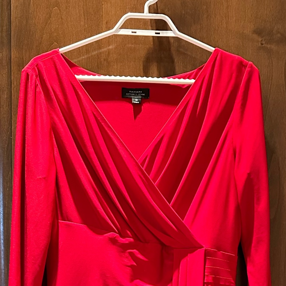 Red TAHARI Faux Wrap Dress Perfect for your Holiday Parties